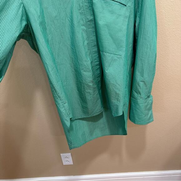 Nomia Green Striped Cotton Oversized Boyfriend Top 10 - Picture 12 of 15